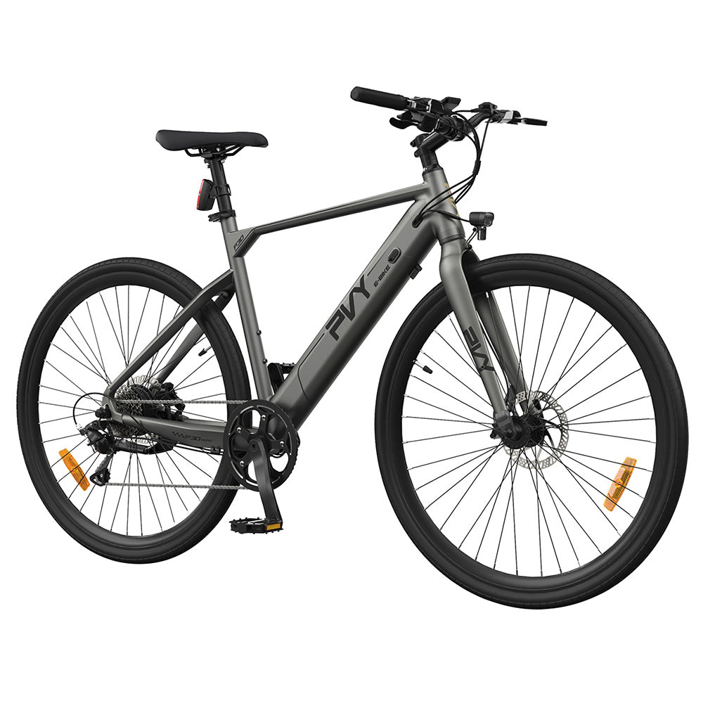 Bicicleta eléctrica PVY P30, neumático de 27,5 x 2,1 pulgadas, motor de 500 W, sensor de par de 50 N.m, batería de 36 V y 13,5 Ah, autonomía máxima de 100 km, freno de disco hidráulico, SHIMANO de 9 velocidades, aleación de aluminio, IP66 a prueba de agua - Gris.