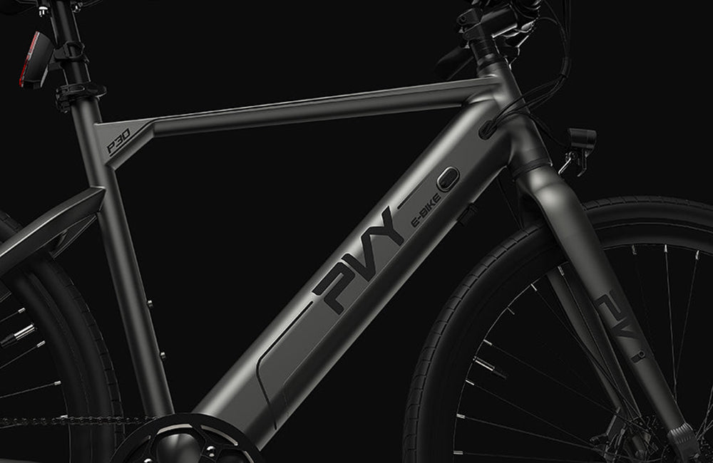 Bicicleta eléctrica PVY P30, neumático de 27,5 x 2,1 pulgadas, motor de 500 W, sensor de par de 50 N.m, batería de 36 V y 13,5 Ah, autonomía máxima de 100 km, freno de disco hidráulico, SHIMANO de 9 velocidades, aleación de aluminio, IP66 a prueba de agua - Gris.