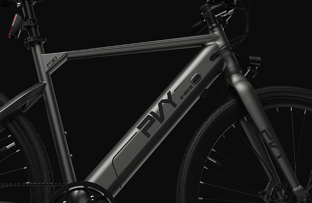 Bicicleta eléctrica PVY P30, neumático de 27,5 x 2,1 pulgadas, motor de 500 W, sensor de par de 50 N.m, batería de 36 V y 13,5 Ah, autonomía máxima de 100 km, freno de disco hidráulico, SHIMANO de 9 velocidades, aleación de aluminio, IP66 a prueba de agua - Gris.