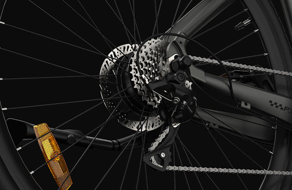 Bicicleta eléctrica PVY P30, neumático de 27,5 x 2,1 pulgadas, motor de 500 W, sensor de par de 50 N.m, batería de 36 V y 13,5 Ah, autonomía máxima de 100 km, freno de disco hidráulico, SHIMANO de 9 velocidades, aleación de aluminio, IP66 a prueba de agua - Gris.
