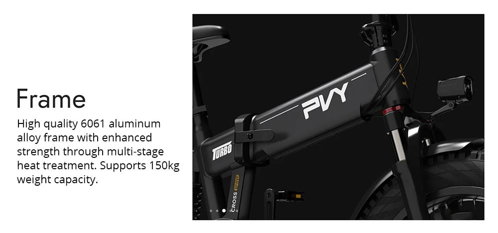 PVY Turbo Electric Bike, 250W Motor, 48V 13Ah Battery, 20*4.0 inch Fat Tires, 25km/h Max Speed, 100km Range, Shimano 7-Speed, Mechanical Disc Brake, Front Suspension Fork & Rear Mechanical Shock Absorber