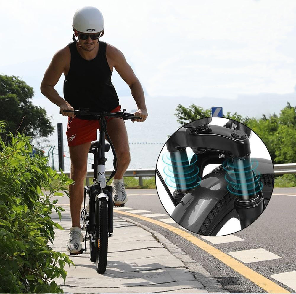 Bicicleta Eléctrica PVY Z20 Pro, Rueda de 20 Pulgadas, Motor de Buje de 250W, Velocidad Máxima 25 km/h, Batería Extraíble de 36V 10.4Ah, Autonomía de 80-100 km, Pantalla LCD - Gris