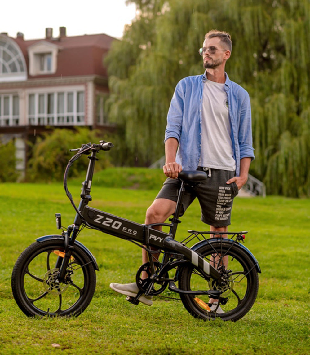 Bicicleta Eléctrica PVY Z20 Pro, Rueda de 20 Pulgadas, Motor de Buje de 250W, Velocidad Máxima 25 km/h, Batería Extraíble de 36V 10.4Ah, Autonomía de 80-100 km, Pantalla LCD - Gris