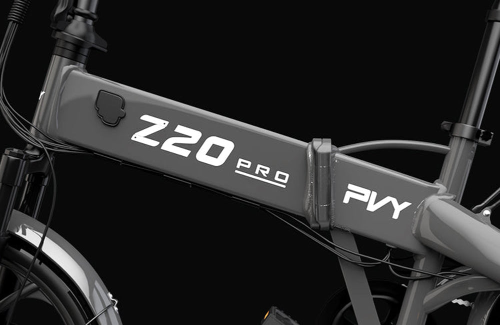 Bicicleta Eléctrica PVY Z20 Pro, Rueda de 20 Pulgadas, Motor de Buje de 250W, Velocidad Máxima 25 km/h, Batería Extraíble de 36V 10.4Ah, Autonomía de 80-100 km, Pantalla LCD - Gris