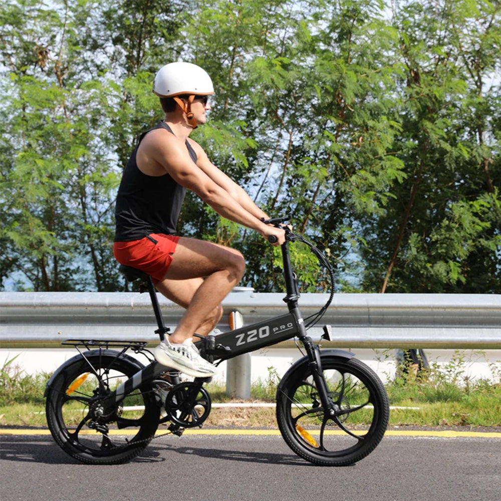 Bicicleta Eléctrica PVY Z20 Pro, Rueda de 20 Pulgadas, Motor de Buje de 250W, Velocidad Máxima 25 km/h, Batería Extraíble de 36V 10.4Ah, Autonomía de 80-100 km, Pantalla LCD - Gris