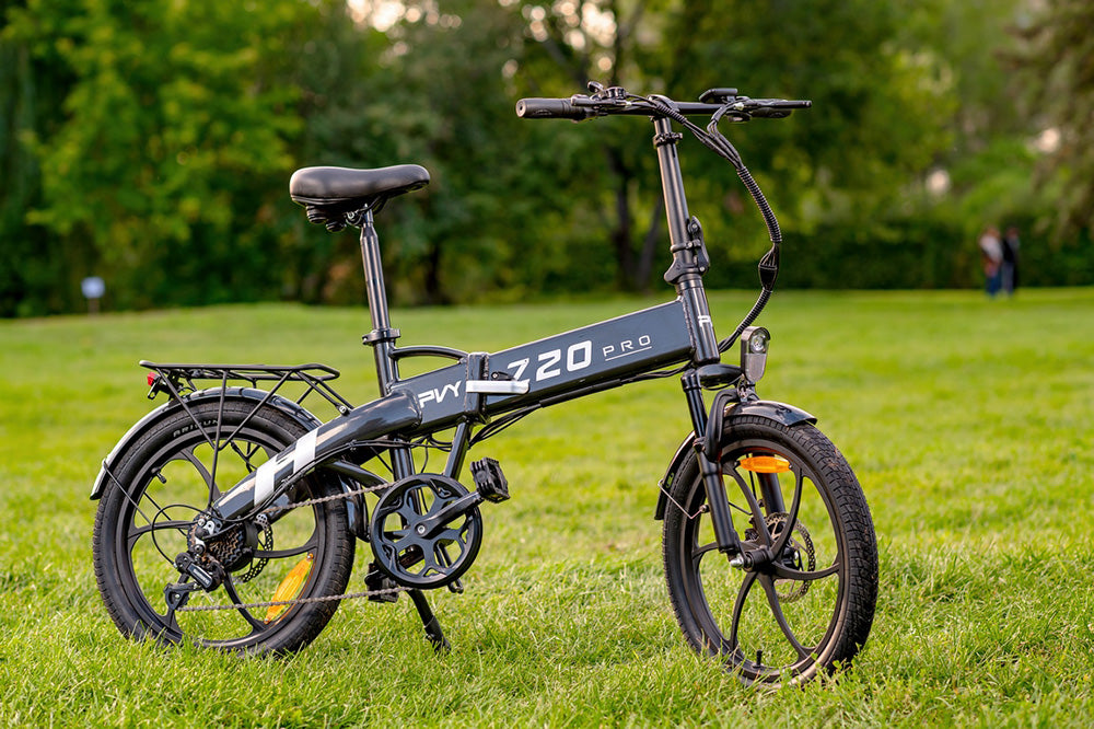 Bicicleta Eléctrica PVY Z20 Pro, Rueda de 20 Pulgadas, Motor de Buje de 250W, Velocidad Máxima 25 km/h, Batería Extraíble de 36V 10.4Ah, Autonomía de 80-100 km, Pantalla LCD - Gris