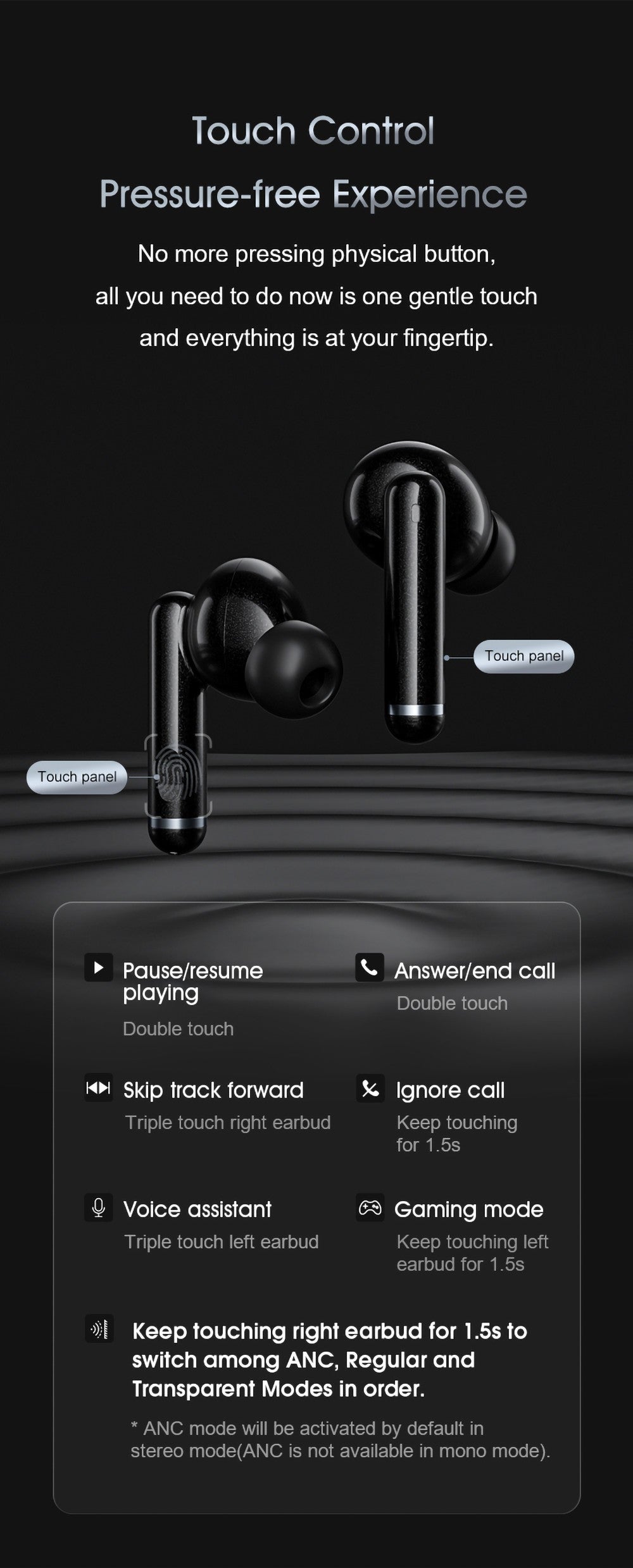 Auriculares inalámbricos QCY HT03 ANC TWS, Bluetooth 5.1