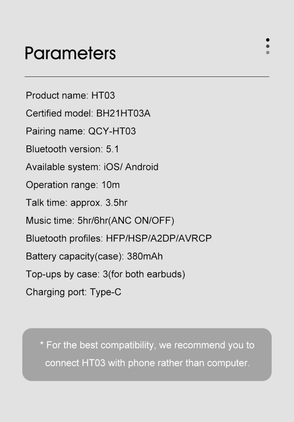 Auriculares inalámbricos QCY HT03 ANC TWS, Bluetooth 5.1
