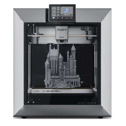 QIDI TECH PLUS4 3D Printer, 600mm/S, 370℃ High-temp Printing,65℃ Active Heated Chamber,305*305*280mm, 5in Touchscreen, 1080P Camera, Multi-metal Composite Nozzle, Dual-layer Insulation, Supports Multi-color System, Remote Control, Klipper V0.12.0