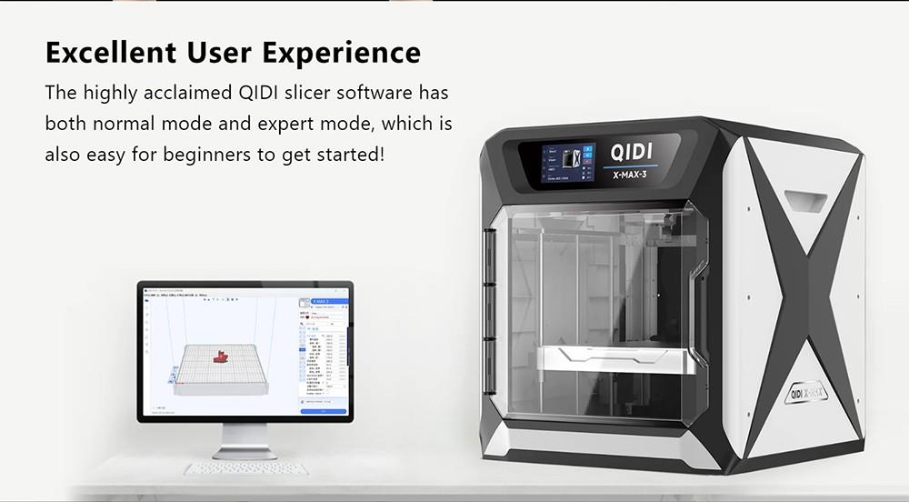 Impresora 3D QIDI TECH X-Max 3, Nivelación Automática, Velocidad de Impresión 600mm/s, Placa HF Flexible, Ventilador de Circulación de Cámara, Detección de Filamento, Caja Secadora, 325*325*315mm