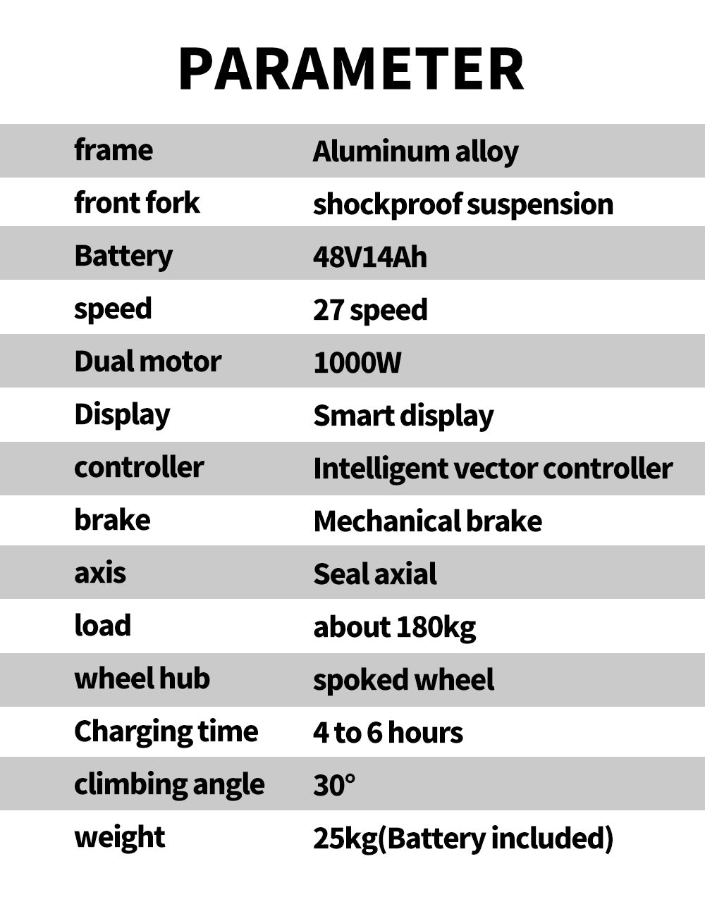 RANDRIDE YG70 Electric Bike, 1000W Motor, 48V 14Ah Battery, 27.5*1.95 inch Tire, 45km/h Max Speed, 50km Range, Mechanical Brake, Front Fork Suspension, 27 Speed, LCD Display