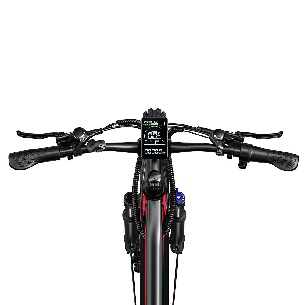 RANDRIDE YG90B Electric Bike 1000W Motor 45km/h Max Speed 48V 17Ah Removable battery 80-90KM Max Range 27.5*2.4'' CST Tires 120kg Load Shimano 21 Gears Hydraulic brake - Black &amp; Red