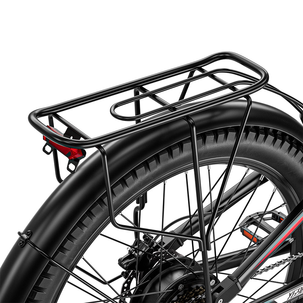 RANDRIDE YG90B Electric Bike 1000W Motor 45km/h Max Speed 48V 17Ah Removable battery 80-90KM Max Range 27.5*2.4'' CST Tires 120kg Load Shimano 21 Gears Hydraulic brake - Black &amp; Red