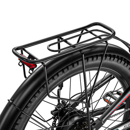 RANDRIDE YG90B Electric Bike 1000W Motor 45km/h Max Speed 48V 17Ah Removable battery 80-90KM Max Range 27.5*2.4'' CST Tires 120kg Load Shimano 21 Gears Hydraulic brake - Black &amp; Red