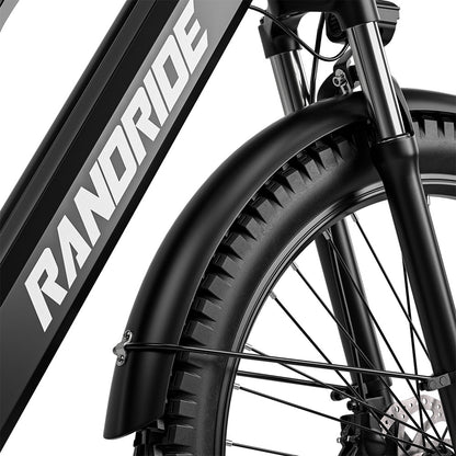 RANDRIDE YG90B Electric Bike 1000W Motor 45km/h Max Speed 48V 17Ah Removable battery 80-90KM Max Range 27.5*2.4'' CST Tires 120kg Load Shimano 21 Gears Hydraulic brake - Black &amp; Red