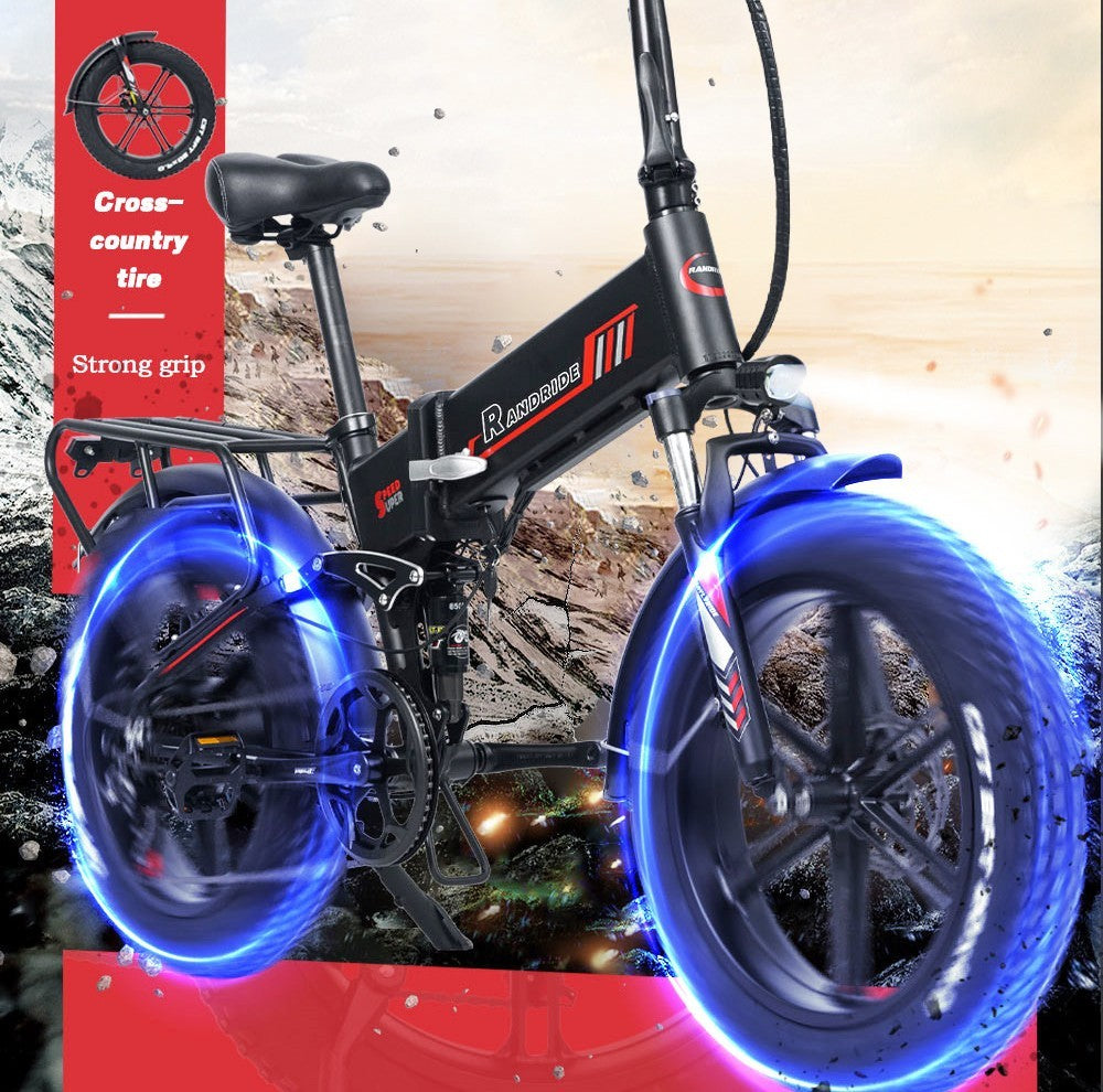 RANDRIDE YX20 Electric Bike 1000W Motor 45km/h Max Speed 48V 17Ah Battery 80-90km Max Range 20*4.0'' One-Wheel Fat Tires 150kg Load Shimano 7-Speed Gear