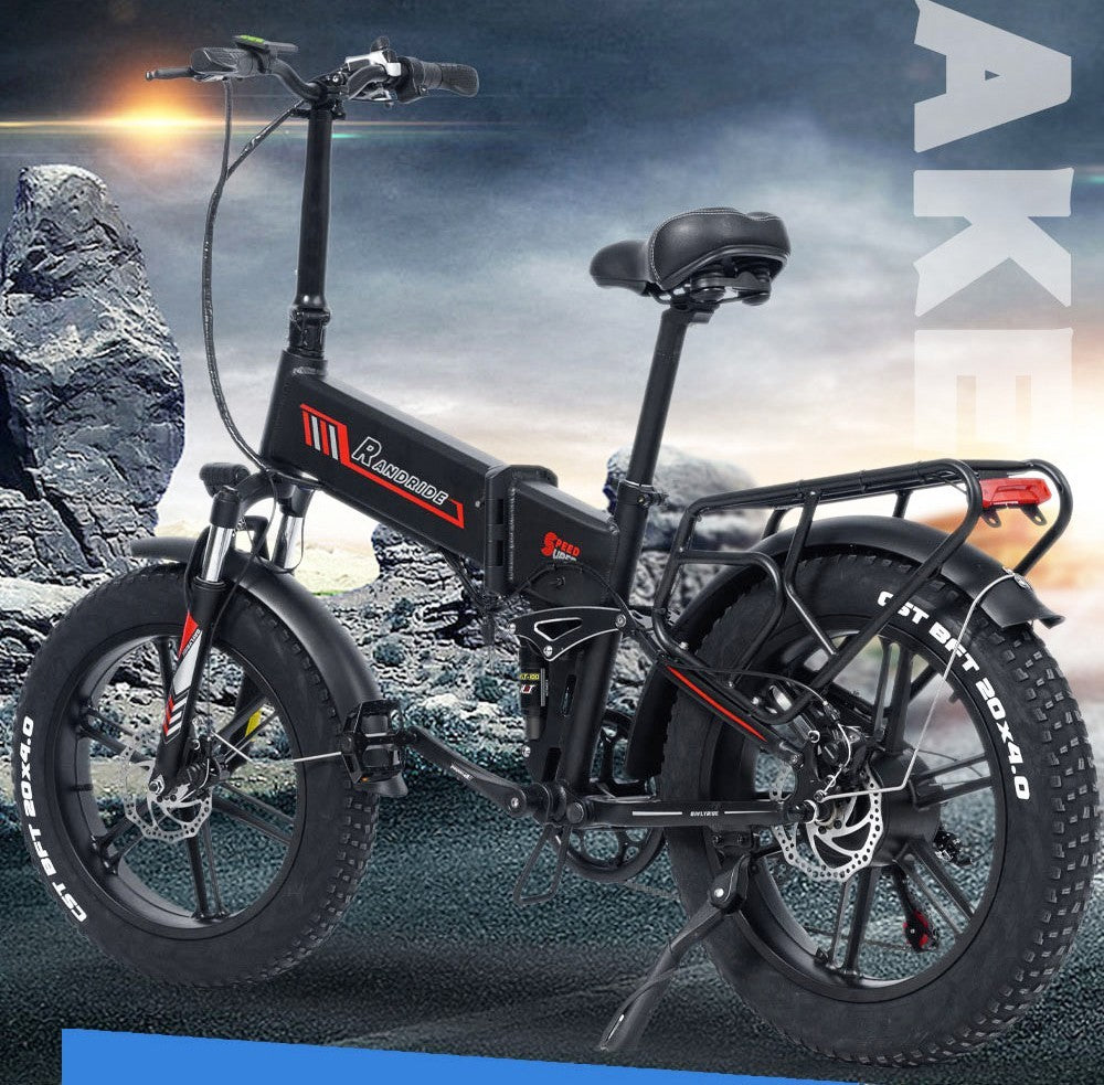 RANDRIDE YX20 Electric Bike 1000W Motor 45km/h Max Speed 48V 17Ah Battery 80-90km Max Range 20*4.0'' One-Wheel Fat Tires 150kg Load Shimano 7-Speed Gear