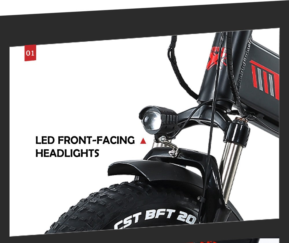 RANDRIDE YX20 Electric Bike 1000W Motor 45km/h Max Speed 48V 17Ah Battery 80-90km Max Range 20*4.0'' One-Wheel Fat Tires 150kg Load Shimano 7-Speed Gear