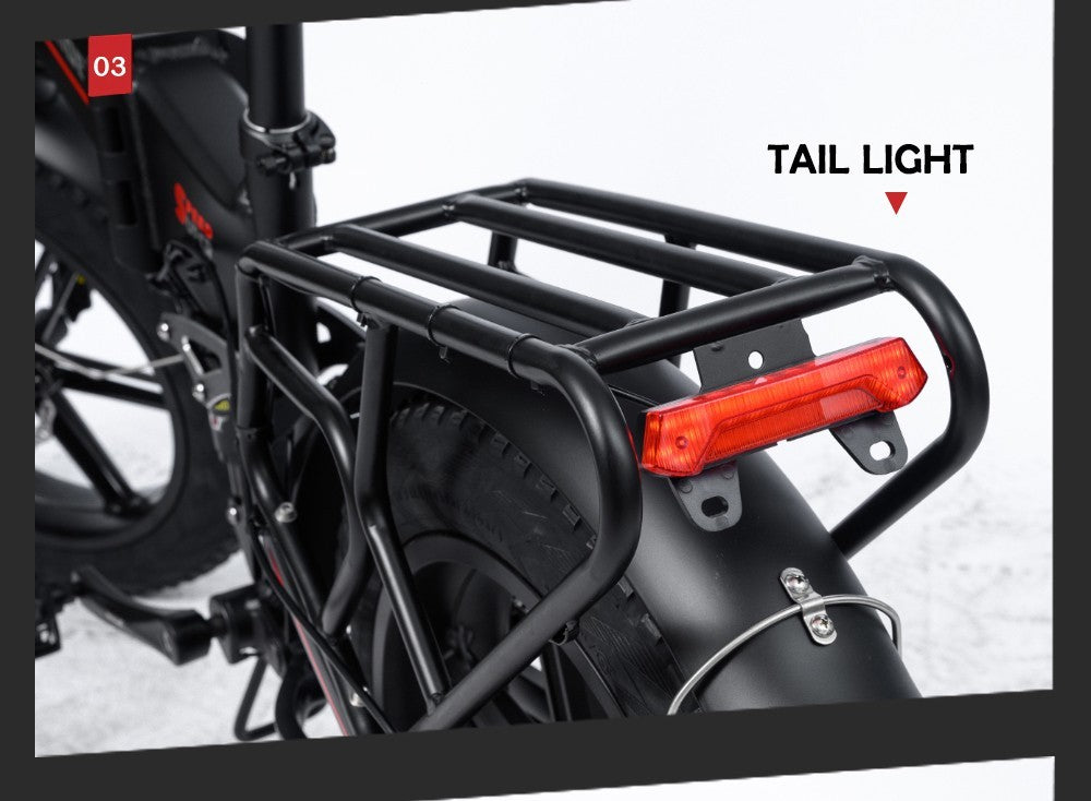 RANDRIDE YX20 Electric Bike 1000W Motor 45km/h Max Speed 48V 17Ah Battery 80-90km Max Range 20*4.0'' One-Wheel Fat Tires 150kg Load Shimano 7-Speed Gear