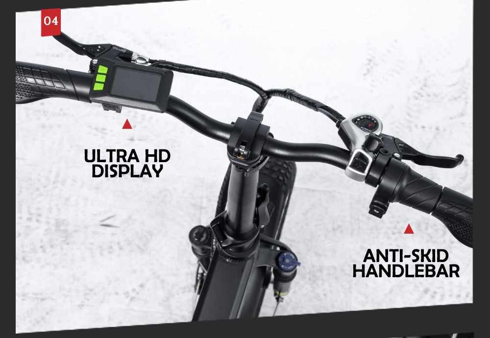 RANDRIDE YX20 Electric Bike 1000W Motor 45km/h Max Speed 48V 17Ah Battery 80-90km Max Range 20*4.0'' One-Wheel Fat Tires 150kg Load Shimano 7-Speed Gear