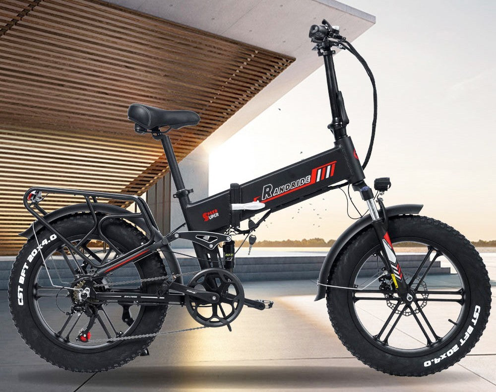 RANDRIDE YX20 Electric Bike 1000W Motor 45km/h Max Speed 48V 17Ah Battery 80-90km Max Range 20*4.0'' One-Wheel Fat Tires 150kg Load Shimano 7-Speed Gear