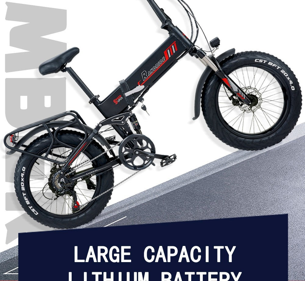 RANDRIDE YX20 Electric Bike 1000W Motor 45km/h Max Speed 48V 17Ah Battery 80-90km Max Range 20*4.0'' One-Wheel Fat Tires 150kg Load Shimano 7-Speed Gear