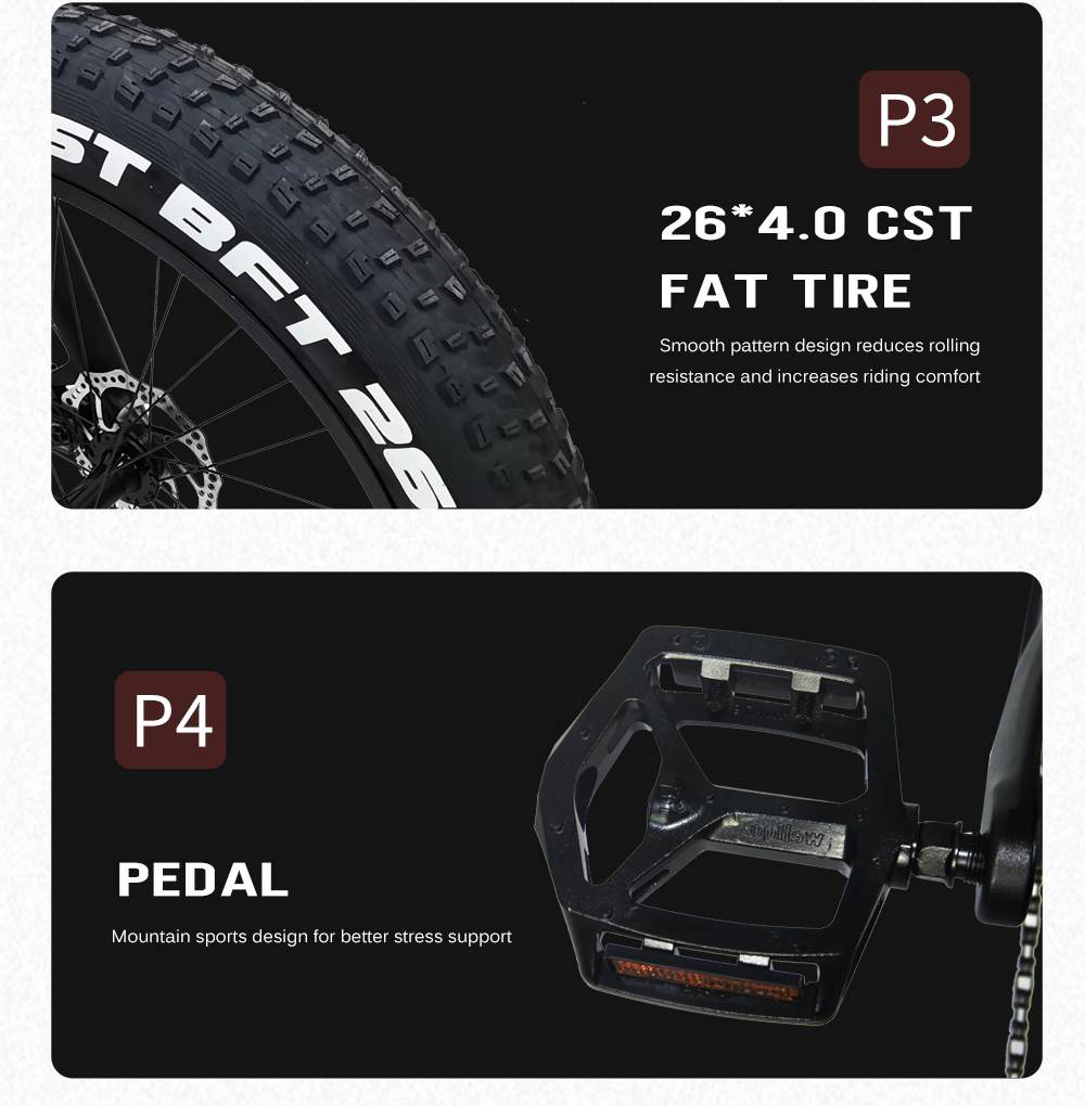 RANDRIDE YX90M Electric Bike, 26'' Fat Tire, 1000W Brushless Motor, 48V13.6Ah Battery, 45km/h Max Speed, 100km Range, LCD Display, SHIMANO Hydraulic Brake, Full Suspension Frame