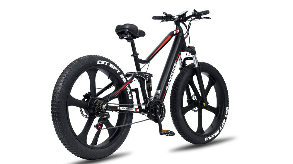 RANDRIDE YX90M Electric Bike, 26'' Fat Tire, 1000W Brushless Motor, 48V13.6Ah Battery, 45km/h Max Speed, 100km Range, LCD Display, SHIMANO Hydraulic Brake, Full Suspension Frame