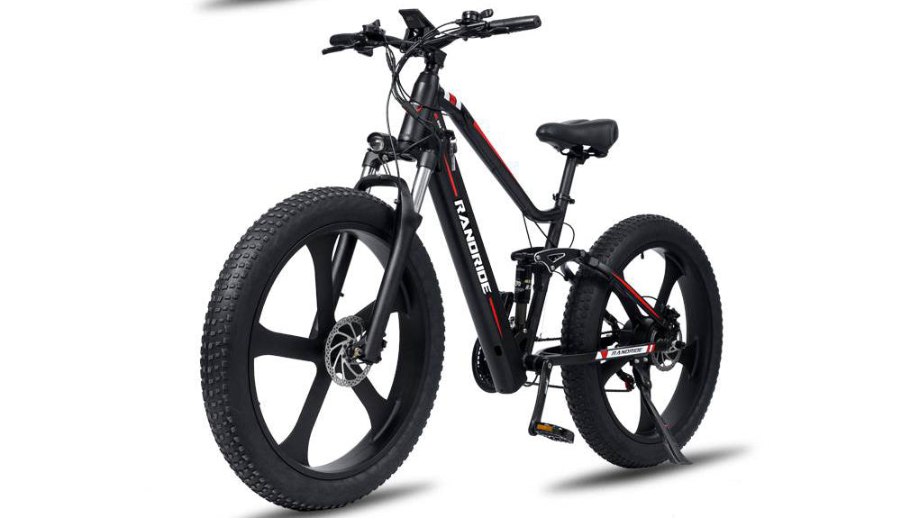 RANDRIDE YX90M Electric Bike, 26'' Fat Tire, 1000W Brushless Motor, 48V13.6Ah Battery, 45km/h Max Speed, 100km Range, LCD Display, SHIMANO Hydraulic Brake, Full Suspension Frame