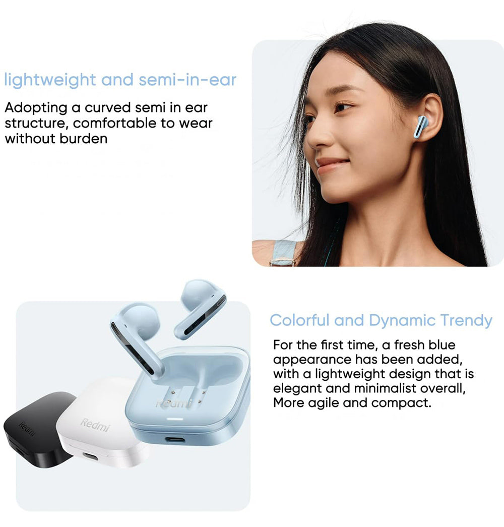 Redmi Buds 6 Auriculares inalámbricos activos, Bluetooth 5.4, cancelación de ruido para llamadas, 5 modos de ecualización, hasta 30 horas de duración de la batería - Negro
