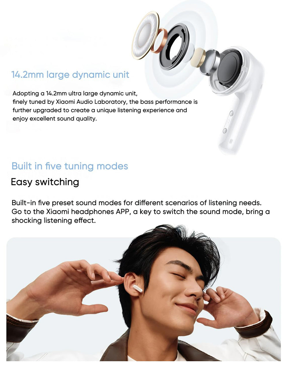 Redmi Buds 6 Auriculares inalámbricos activos, Bluetooth 5.4, cancelación de ruido para llamadas, 5 modos de ecualización, hasta 30 horas de duración de la batería - Negro