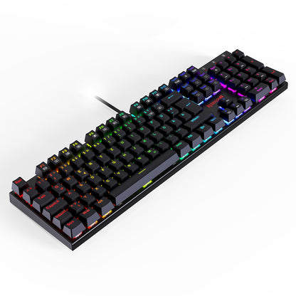 Redragon 105-Key K565-RGB Mechanical Keyboard RGB Backlight German Layout Aluminum Base Red Switch - Black