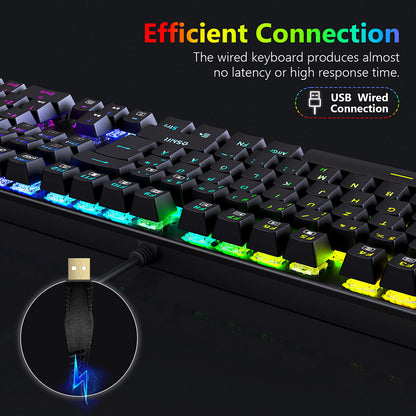 Redragon 105-Key K565-RGB Mechanical Keyboard RGB Backlight German Layout Aluminum Base Red Switch - Black