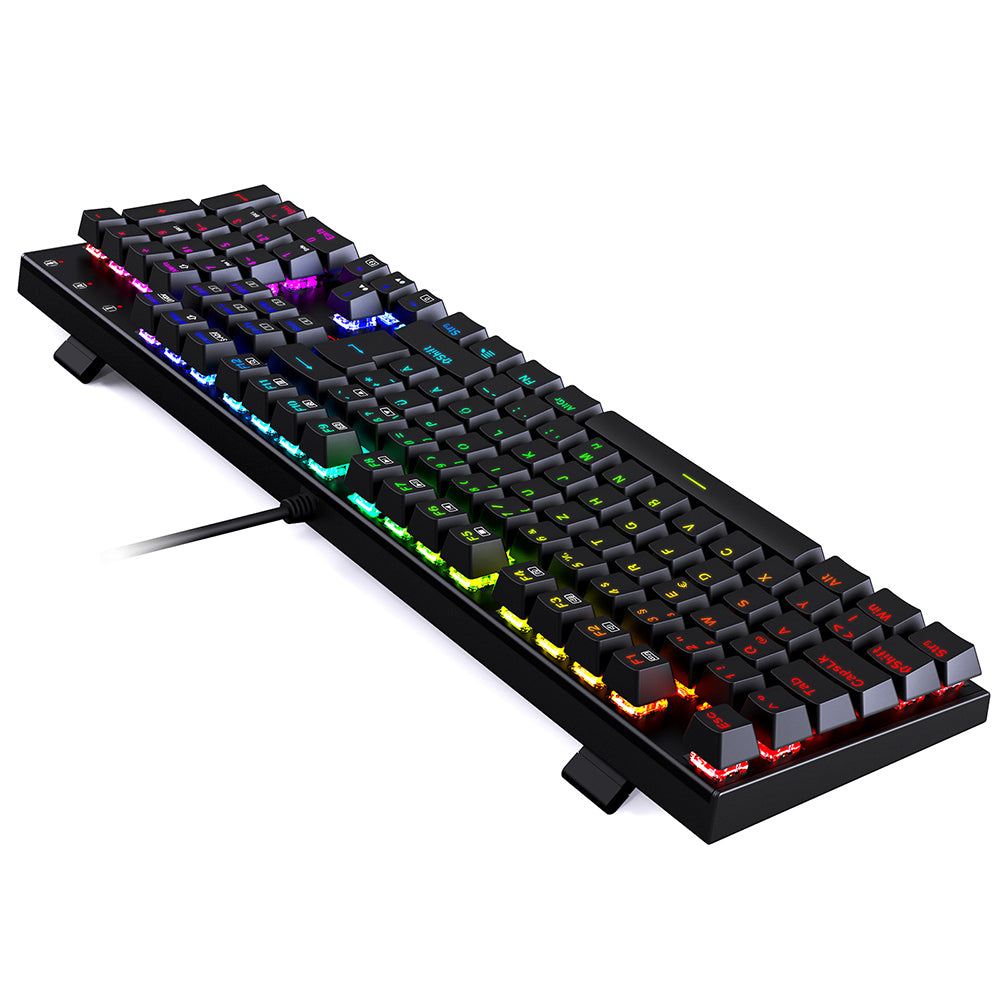 Redragon 105-Key K565-RGB Mechanical Keyboard RGB Backlight German Layout Aluminum Base Red Switch - Black