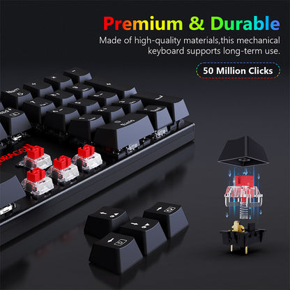Redragon 105-Key K565-RGB Mechanical Keyboard RGB Backlight German Layout Aluminum Base Red Switch - Black