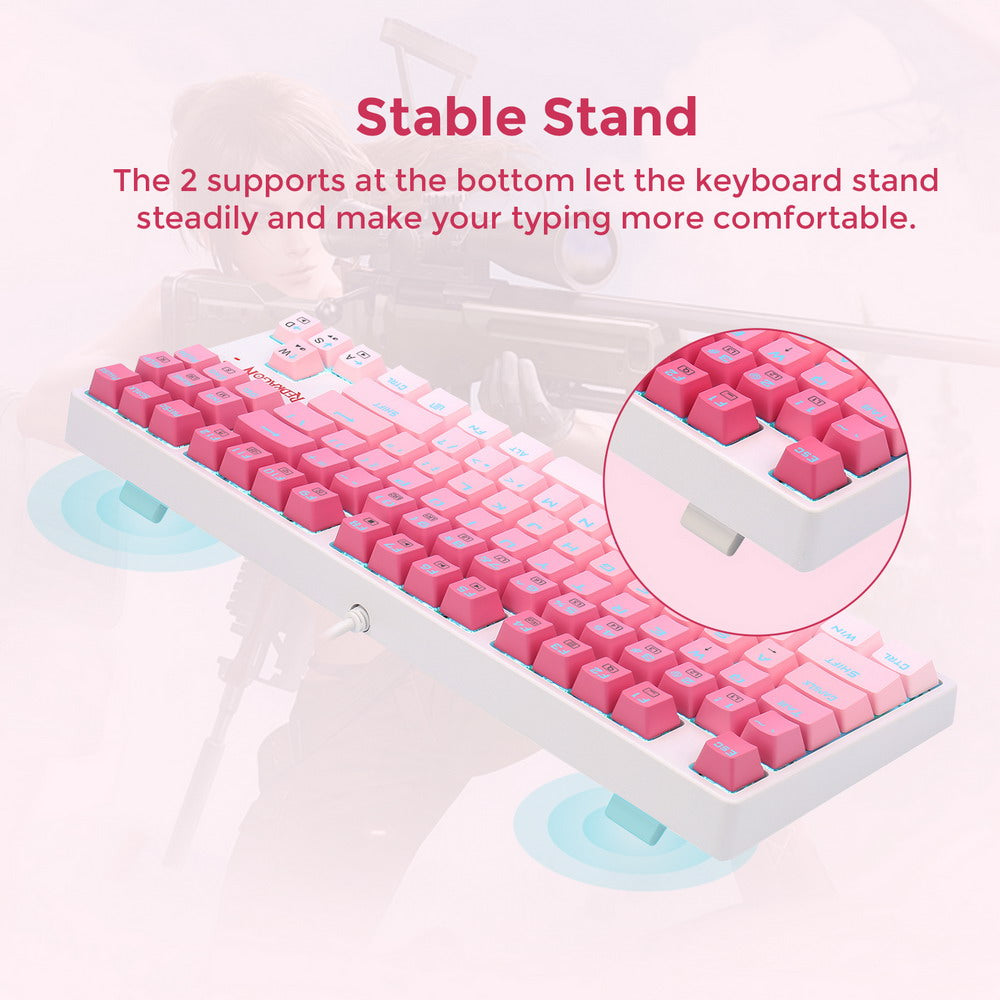 Redragon K576W-GP DAKSA TKL Wired Mechanical Keyboard 87 Keys Gradient PBT Keycap Red Switch - Pink