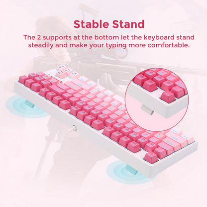 Redragon K576W-GP DAKSA TKL Wired Mechanical Keyboard 87 Keys Gradient PBT Keycap Red Switch - Pink