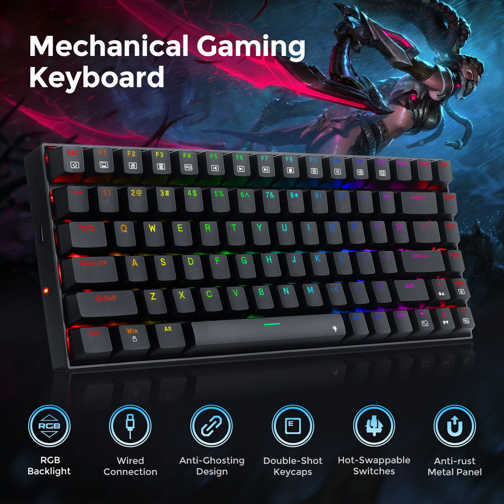 Redragon K629-RGB Phantom RGB  Backlight Mechanical Gaming keyboard 84 keys Red Switch - Black