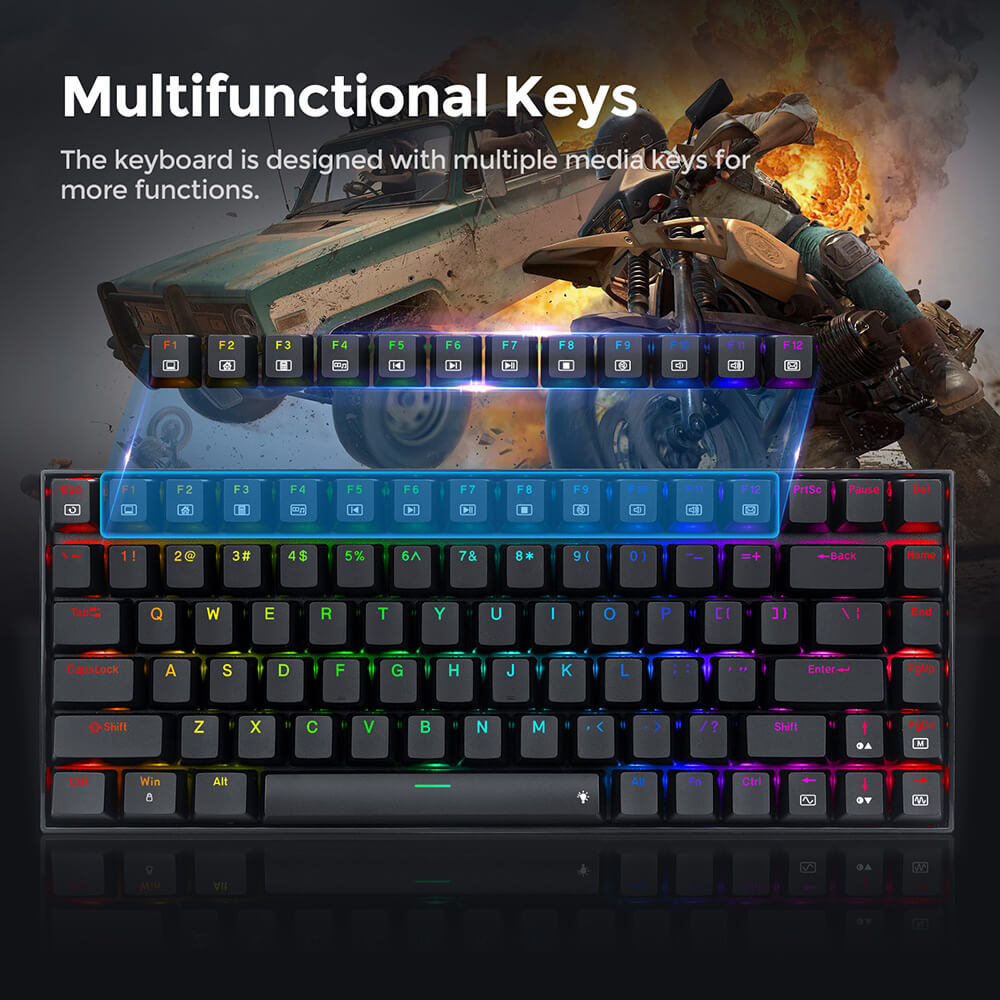 Redragon K629-RGB Phantom RGB Backlight Mechanical Gaming keyboard 84 keys Red Switch - Black
