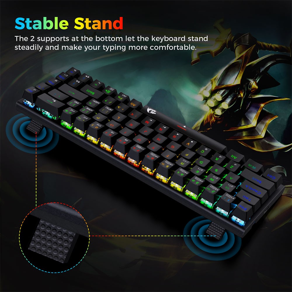 Redragon K633RGB-PRO Ryze Pro 68 Key Bluetooth/2.4Ghz/Wired Tri-Mode Mechanical Keyboard RGB Backlight Red Switch - Black