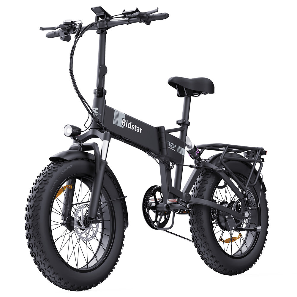 Ridstar H20 Folding Electric Bike, 1000W Motor, 48V 15AH Battery, 20*4.0inch Fat Tires, 45km/h Max Speed, 80km Max Range, Shimano 7-speed, Dual Disc Brakes, Front &amp; Rear Dual Hydraulic Suspension
