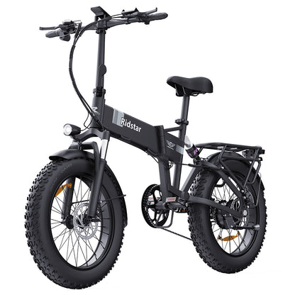 Ridstar H20 Folding Electric Bike, 1000W Motor, 48V 15AH Battery, 20*4.0inch Fat Tires, 45km/h Max Speed, 80km Max Range, Shimano 7-speed, Dual Disc Brakes, Front &amp; Rear Dual Hydraulic Suspension