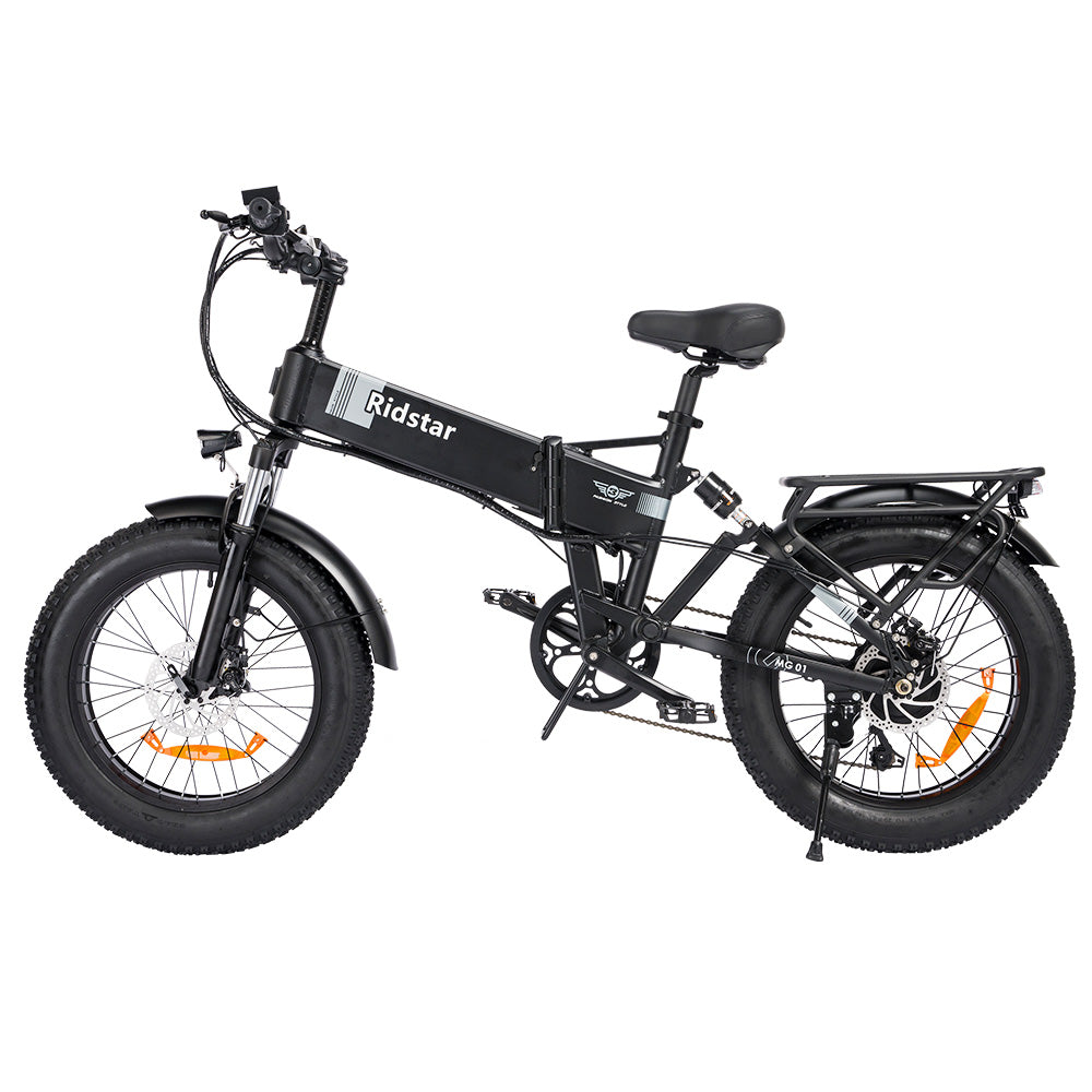 Ridstar H20 Folding Electric Bike, 1000W Motor, 48V 15AH Battery, 20*4.0inch Fat Tires, 45km/h Max Speed, 80km Max Range, Shimano 7-speed, Dual Disc Brakes, Front &amp; Rear Dual Hydraulic Suspension