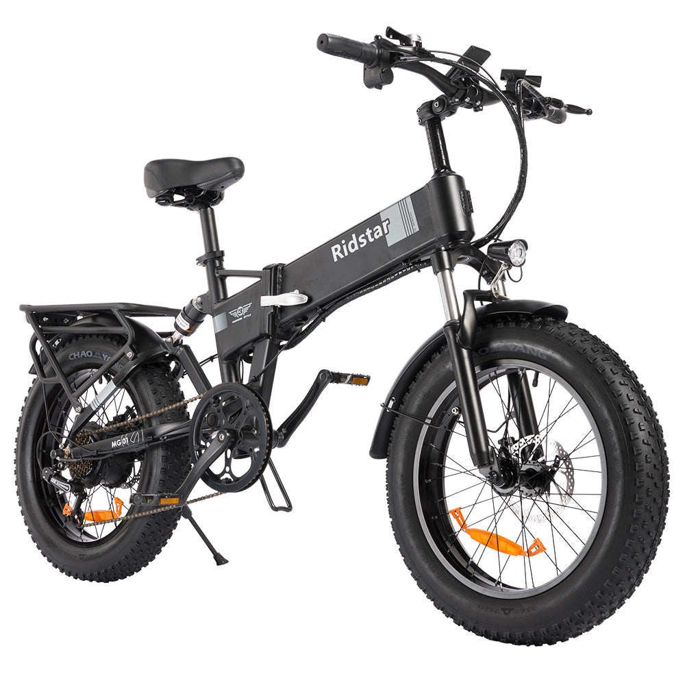 Ridstar H20 Folding Electric Bike, 1000W Motor, 48V 15AH Battery, 20*4.0inch Fat Tires, 45km/h Max Speed, 80km Max Range, Shimano 7-speed, Dual Disc Brakes, Front &amp; Rear Dual Hydraulic Suspension