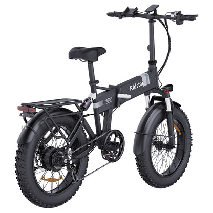 Ridstar H20 Folding Electric Bike, 1000W Motor, 48V 15AH Battery, 20*4.0inch Fat Tires, 45km/h Max Speed, 80km Max Range, Shimano 7-speed, Dual Disc Brakes, Front &amp; Rear Dual Hydraulic Suspension