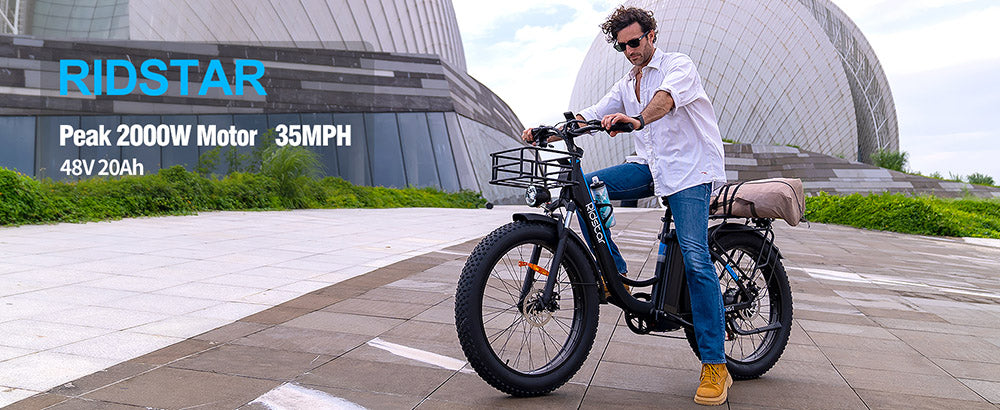 Ridstar MN26 Elektrofahrrad, 750-W-Motor, 26 x 4,0 Zoll Fatbike-Reifen, 48-V-20-Ah-Akku, 58 km/h Höchstgeschwindigkeit, 90 km maximale Reichweite, Shimano 7-Gang-Schaltung, mechanische Scheibenbremse