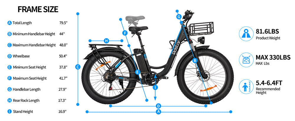 Ridstar MN26 Elektrofahrrad, 750-W-Motor, 26 x 4,0 Zoll Fatbike-Reifen, 48-V-20-Ah-Akku, 58 km/h Höchstgeschwindigkeit, 90 km maximale Reichweite, Shimano 7-Gang-Schaltung, mechanische Scheibenbremse