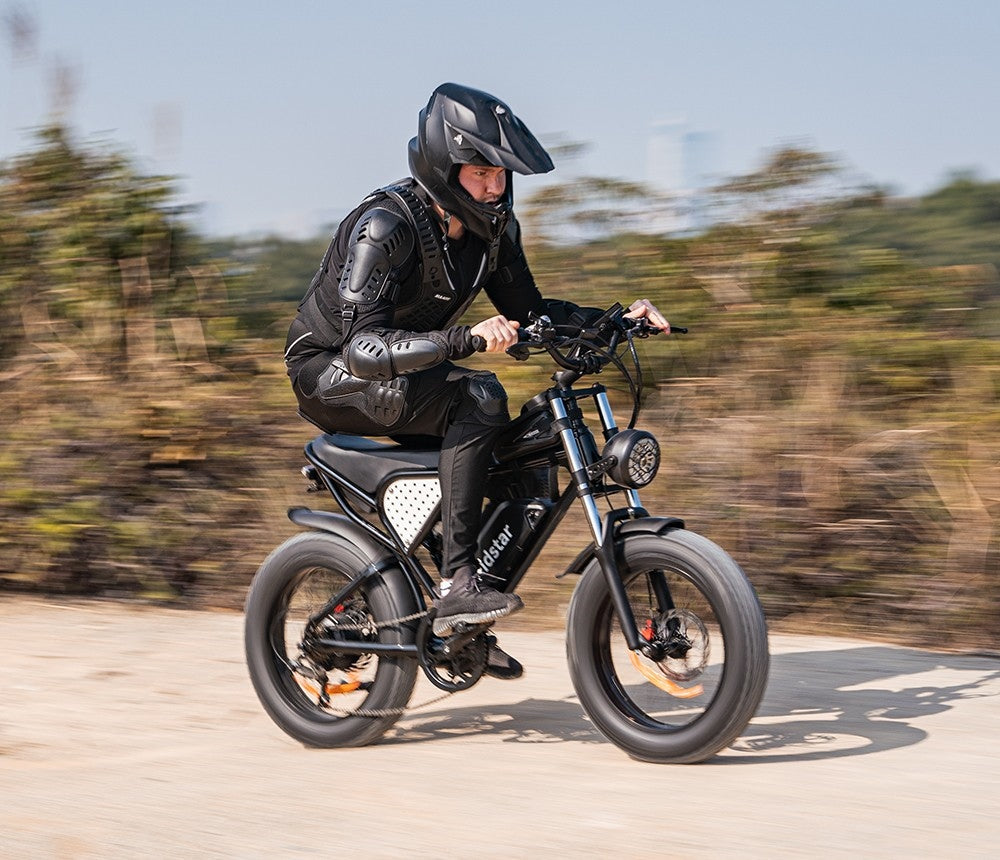 Bicicleta eléctrica Ridstar Q20, motor sin escobillas de 1000 W, neumáticos gruesos de 20 x 4 pulgadas, batería extraíble de 48 V y 20 Ah, velocidad máxima de 30 mph, autonomía máxima de 75 millas, freno de disco hidráulico.