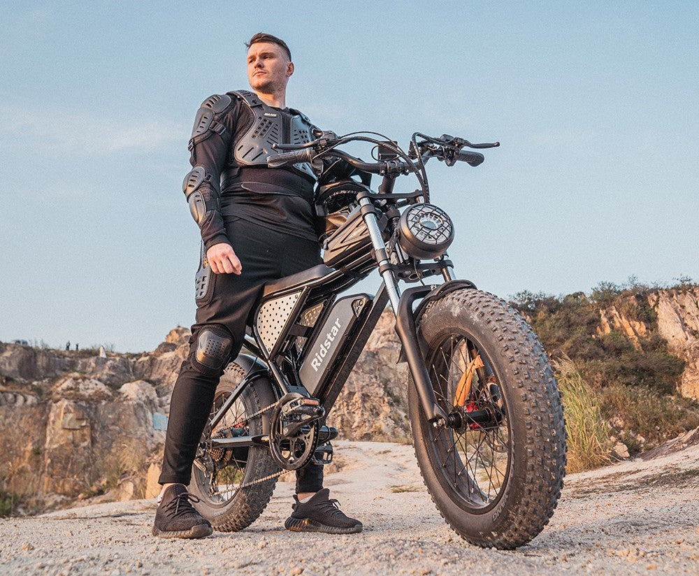 Bicicleta eléctrica Ridstar Q20, motor sin escobillas de 1000 W, neumáticos gruesos de 20 x 4 pulgadas, batería extraíble de 48 V y 20 Ah, velocidad máxima de 30 mph, autonomía máxima de 75 millas, freno de disco hidráulico.