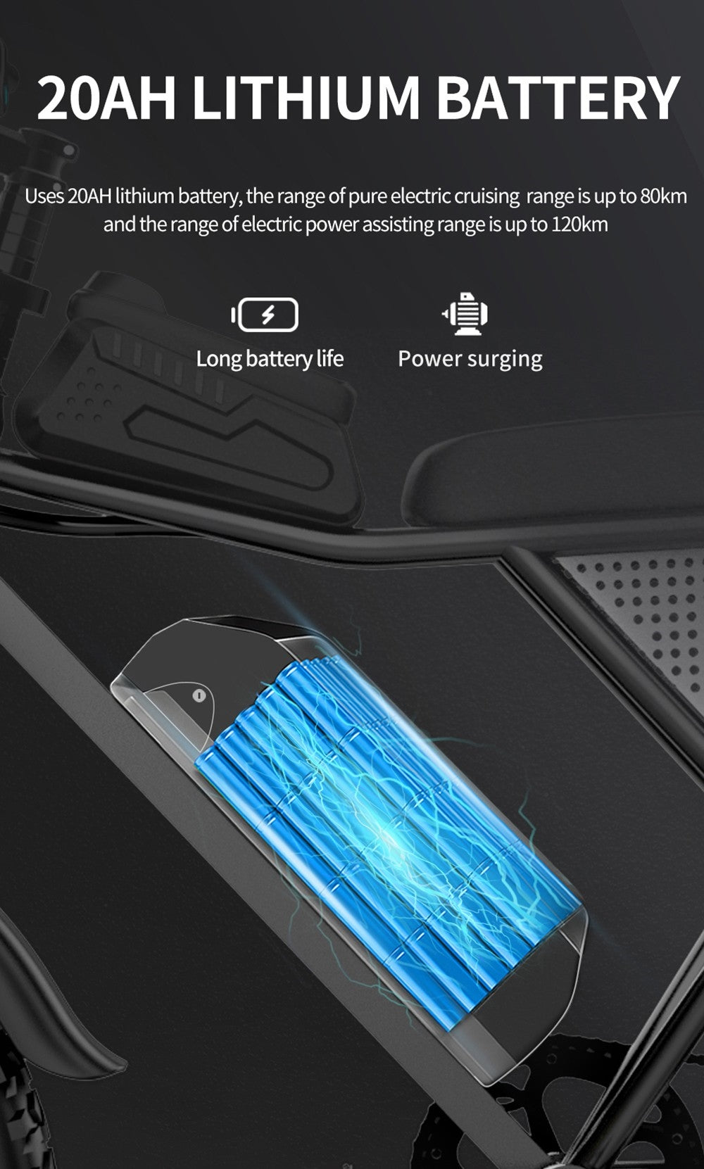 Bicicleta eléctrica Ridstar Q20, motor sin escobillas de 1000 W, neumáticos gruesos de 20 x 4 pulgadas, batería extraíble de 48 V y 20 Ah, velocidad máxima de 30 mph, autonomía máxima de 75 millas, freno de disco hidráulico.
